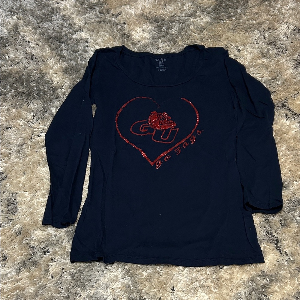 Gonzaga Bulldogs blue long sleeve with glitter accent
